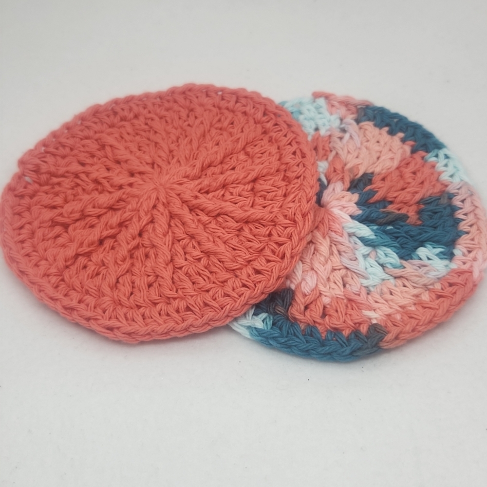 Vibrant Crochet Handmade Circle Face Facial Scrubbie x2 100% Cotton